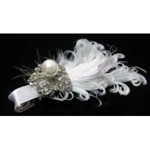  NEW Pearl Bridal Feather Hair Clip, Limited. Beauty