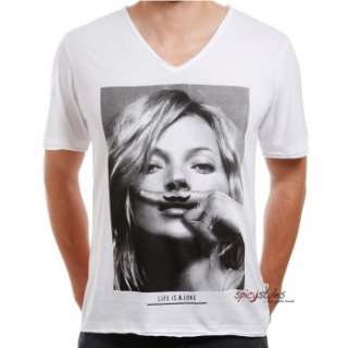 Eleven Paris T Shirt Männer Herren Shirt KM V Ausschnitt Kate Moss 