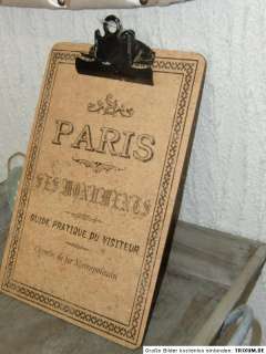 franz. Klemmbrett Din A4 Vintage Shabby Chic PARIS  