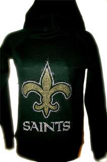 New Orleans Saints Bling Womens Thermal Hoodie SM 3X  
