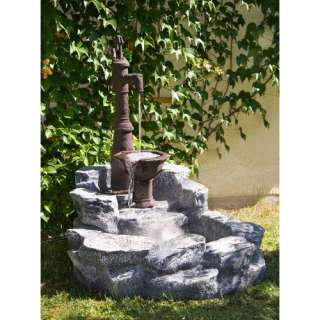 Springbrunnen Handpumpe in Steinoptik, Garten Brunnen 4048821003998 