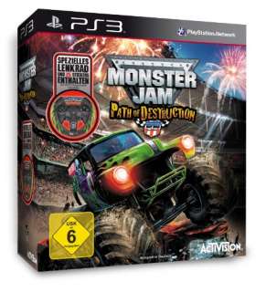 PS3 Spiel Monster Jam Pfad der Zerstörung + Lenkrad NEU  