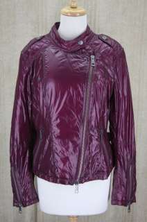 Burberry Brit Kington womens Nylon Biker jacket coat Plum purple 10 