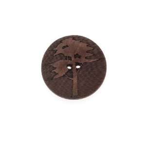  Natural Wood Round 2 Hole Button Single Tree Design 25mm 