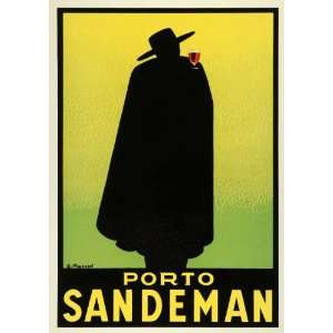  1936 Ad Sandeman Porto Wine Alcohol Cloaked Man Artist 