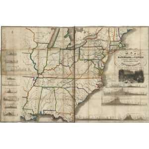  1834 Map Baltimore, OH, Columbia & MA railroad