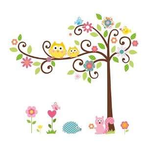  Repositionable Scroll Tree Wall Stickers Set, 73 Pieces 