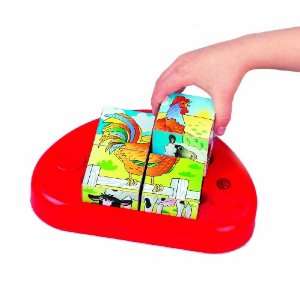   Small World Toys IQ Preschool Hear & Now Cubes Farm Animal Toys