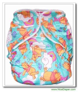   01Winnie The Pooh ALL IN ONE THICKER ADULT BABY WASHBLE DIAPERS NAPPY