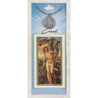 St. Sebastian Pewter Patron Saint Medal Necklace Pendant with Catholic 