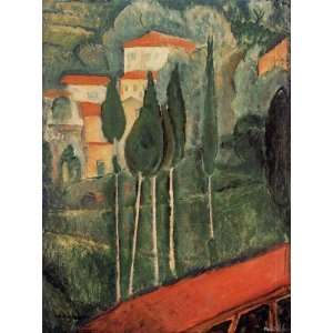 Oil Painting Landscape, Southern France Amedeo Modigliani Hand Paint 