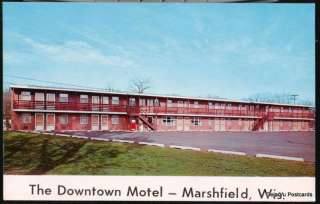 MARSHFIELD WI Downtown Motel Vintage Wisconsin Postcard  
