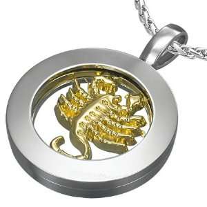   Alloy 2 tone Scorpion Zodiac Inner roller Circle Pendant Jewelry