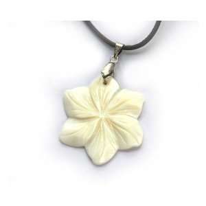  34mm X 32mm Natural Shell Carved Flower Pendant Necklace Jewelry