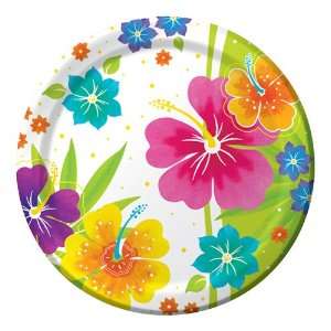  Floral Luau Paper Dessert Plates