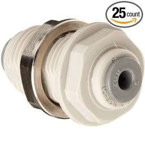   Push to Connect Tubing Connector   Bulkhead Union, 3/16 (Pack of 25