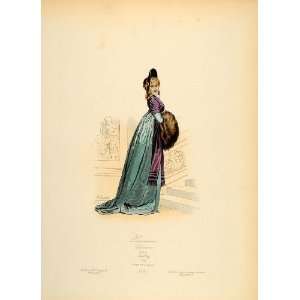  1870 French Woman Costume Dress Fur Muff 1798 France 