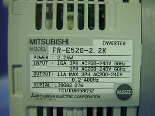 Mitsubishi 2.2kW 200V Compact Inverter FR E520 2.2K NEW  