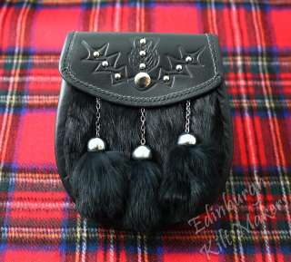 Cheap Scottish Kilt Leather Sporran Celtic Black Sporan  