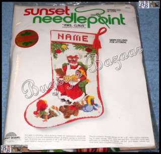 Sunset MRS. CLAUS Needlepoint Stocking Christmas Kit   Charlene 