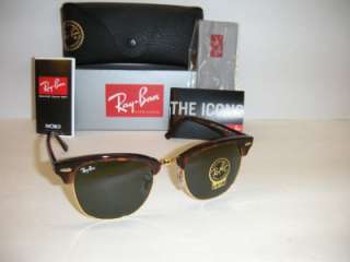 RAY BAN RB3016 W0366 51MM CLUBMASTER TORTOISE WITH G 15XLT LENSES 
