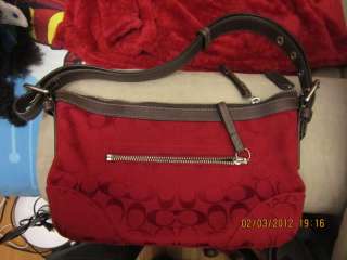 USED AUTHENTIC COACH RED BURGUNDY SHOULDER BAG HANDBAG HAND BAG PURSE 