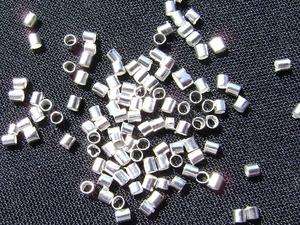 Crimp Bead, Bead Stopper, Tube, Silver plated metal, 1.5mm, 200 Qty 