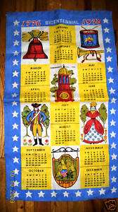 1976 Bicentennial Fabric Calendar  