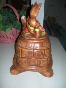 Collectible Rabbit on Turtle Cookie Jar by California Originals  