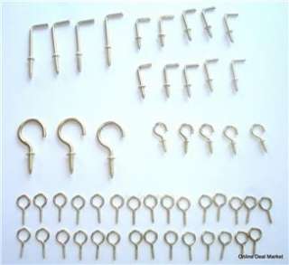 Cup Hooks 50 Assorted Square bend Round Small Eye Screw  