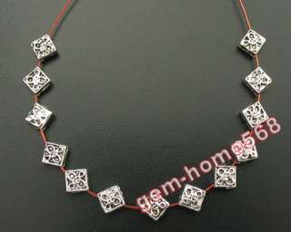 220 Tibetan Silver Bali Crafted Motif Square Beads B516  