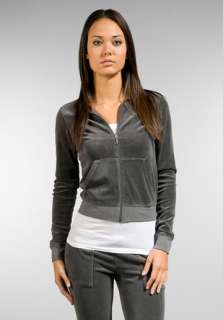JUICY COUTURE Classic Velour Long Sleeve Track Jacket in Coal at 