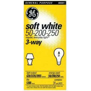 GE 50 200 250 Watt Soft White 3 Way A21 General Purpose Incandescent 