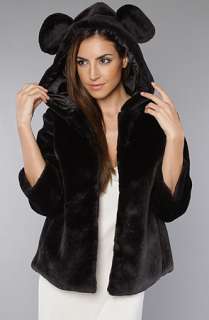 Sauce The Mickey Ear Coat in Black Vegan Fur  Karmaloop   Global 