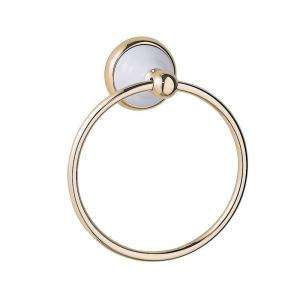 Gatco Franciscan Towel Ring in Polished Brass with White Porcelain 