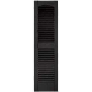   Edge 12 in. x 43 in.Louvered Vinyl Exterior Shutters Pair #002 Black