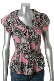 Sunny Leigh NEW Petite Pink Crinkled Blouse Sale Top PS  