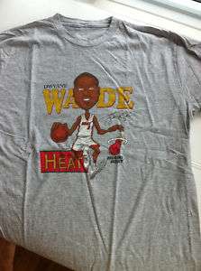 Dwayne Wade retro caricature bobble head T Shirt Heat  