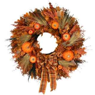 The Christmas Tree Company Pumpkin Harvest 28 In. Dried Floral Wreath 