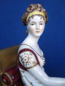 Antique German Dresden Porcelain Madame Recamier Figure Jacques Louis 