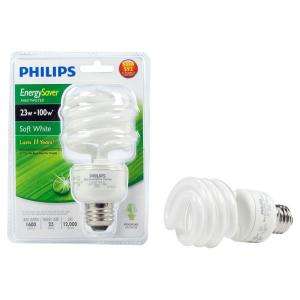 Philips Energy Saver 23 Watt (100W) Compact Fluorescent Soft White 