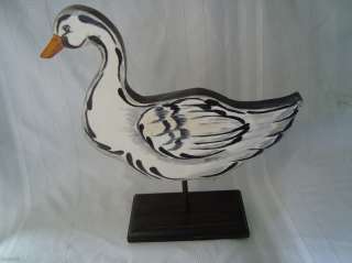 STANDING WOODEN CARVED DUCK / GOOSE DECOR TABLETOP  