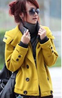 wholesale Fashion Style Button Front Hooded Coat Yellow