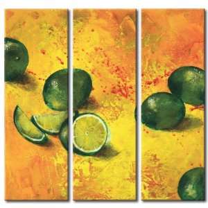 Bild auf LEINWAND + 3 teilig + Obst Stillleben Abstrakt Limonen 