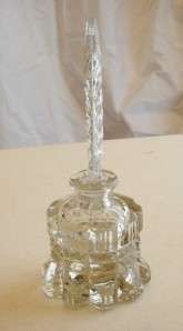 Vintage Cut Glass Perfume Bottle & Stopper, 7.5 tall, Great Detail 