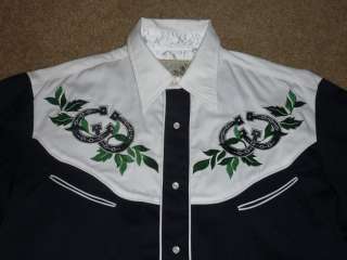 ROPER OLD WEST CLASSISC WESTERN COWBOY RODEO SHOW SHIRT EMBROIDERED 