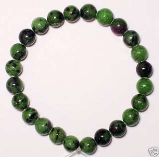 ZOISITE with RUBY 8mm Crystal Bead Bracelet   Healing  