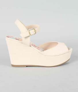   Platform Wedge Heel Strap Sandals Shoes Beige Black Pippa 15 US 6 10