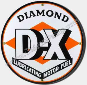DIAMOND DX GASOLINE 12 PORCELAIN GAS PUMP SIGN  