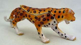 Pewter Swarovski Bejeweled Trinket Box   Leopard  